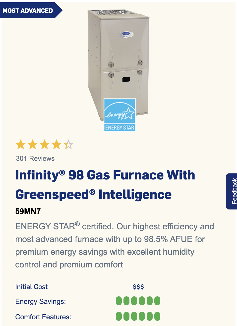 Infinity 98 Gas Furnace Sun Air